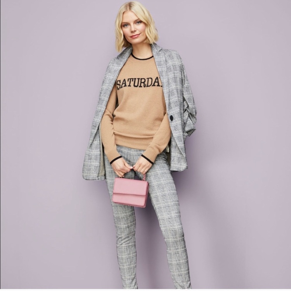 NEW Houndstooth Plaid Boyfriend Blazer